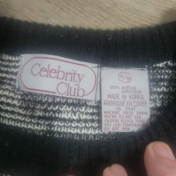 Vintage Celebrity Club Sweater Baroque Floral Knit Size XL Unisex - Picture 3 of 4